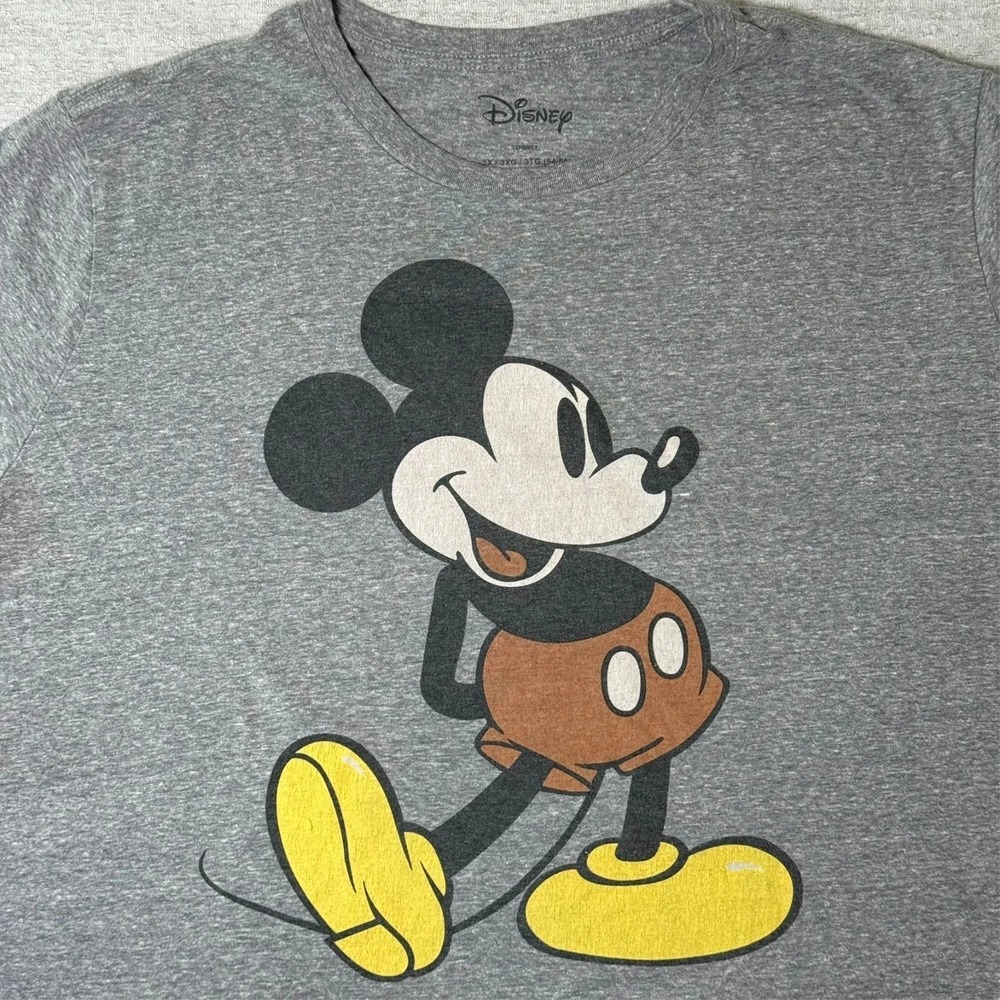 Disney Mickey Mouse Men's T Shirt 3XL Gray Graphic Short Sleeve Retro Tee - Picture 2 of 7